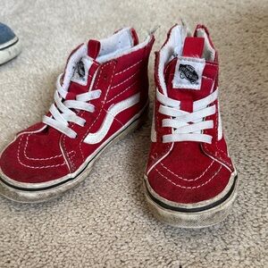 Vans Kids Red and White High-Top Sneakers